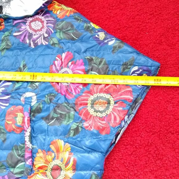BLUE cropped hi-low floral down poncho with hood NWT #1 πHOST PICK π - Picture 10 of 16